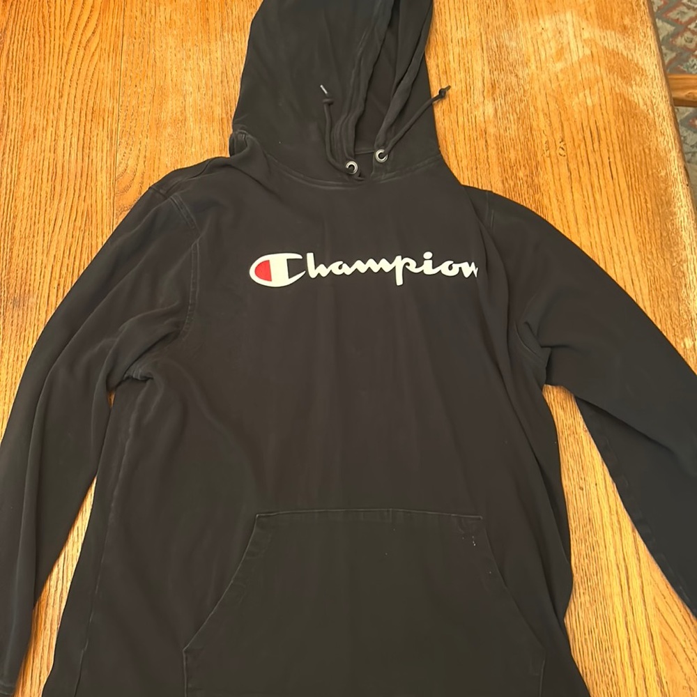 Men’s Champion Lightweight Black Hoodie, Large